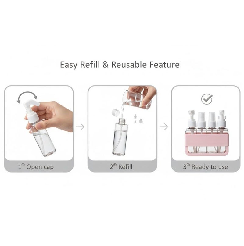 Lukadah 4 in 1 Travel Bottles - Leak Proof Containers TSA Approved Toiletry Products Airplane Travel Accessories Kits For Refillable Liquid With Funnels And Labels - Multicolour - Image 3
